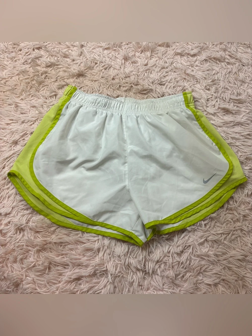 Nike Women's White Shorts with Lime Trim